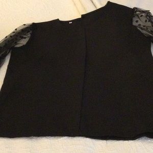 Black netted sleeve blouse
